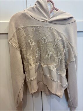 Guess Cream Embellished Hoodie
